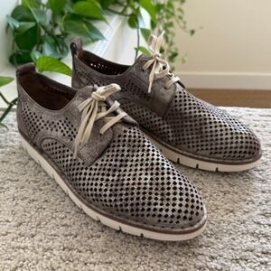 NEW Trask LENA LEATHER Perforated PEWTER Women 8.5 SNEAKERS Comfort LIGHTWEIGHT